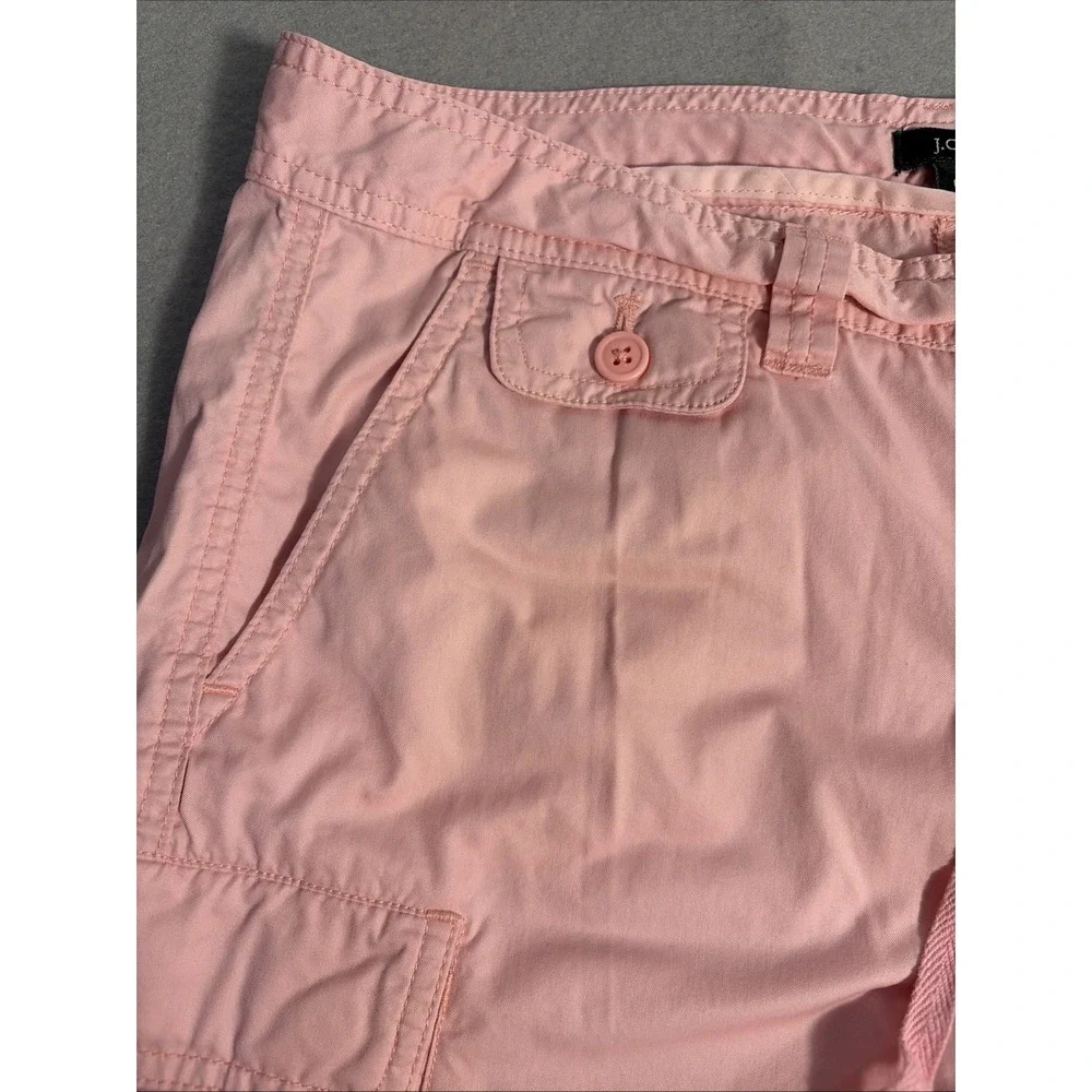 J Crew Women's Low Fit Pink Cotton Cargo Shorts  7 In Inseam, Relaxed Resort